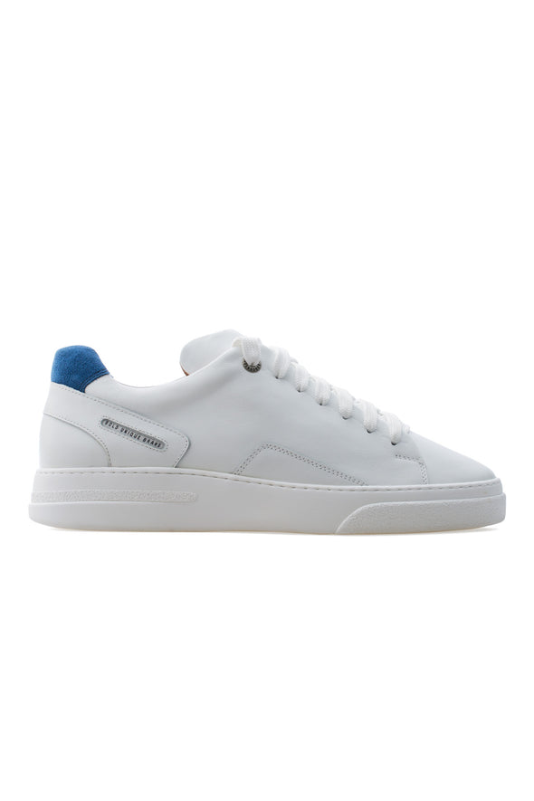 BUB Fleek - Pure White & Blue - Calf Leather & Suede - Men's Sneakers - BUB Leather Shoes