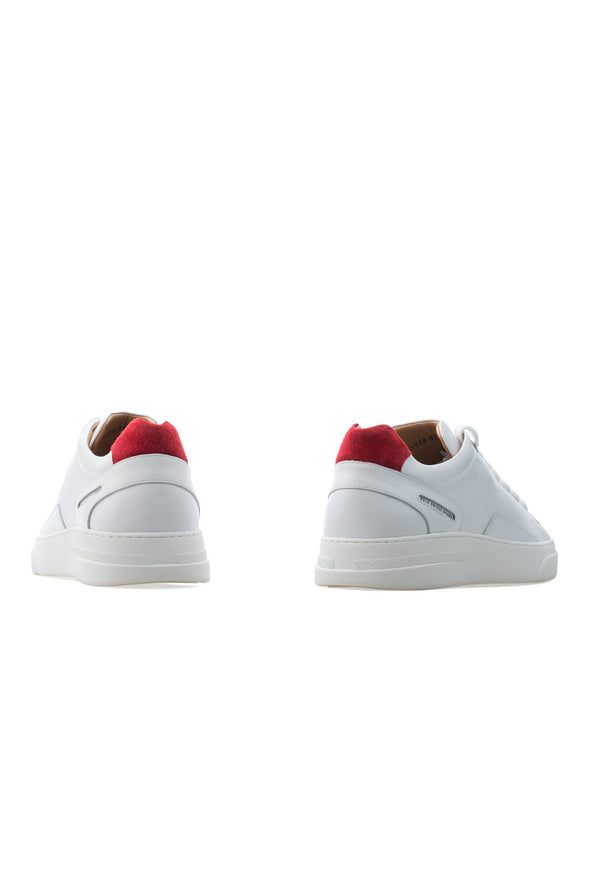 BUB Fleek - Pure White & Red - Calf Leather & Suede - Men's Sneakers - BUB Leather Shoes