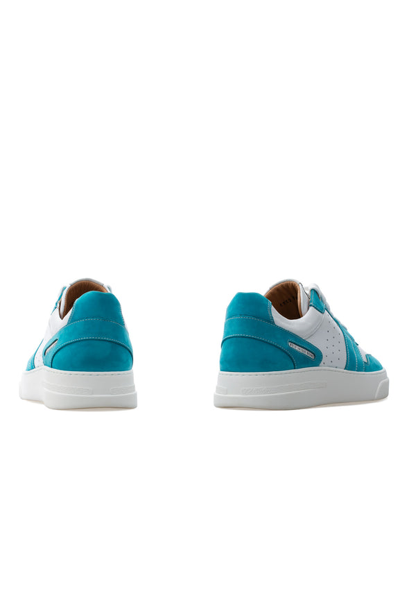 BUB Skywalker - Turquoise & White - Nubuck & Calf Leather - Men's Sneakers - BUB Leather Shoes