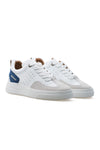 BUB Woke - Deep Ocean Blue & White & Light Cream - Calf Leather & Suede - Men's Sneakers - BUB Leather Shoes
