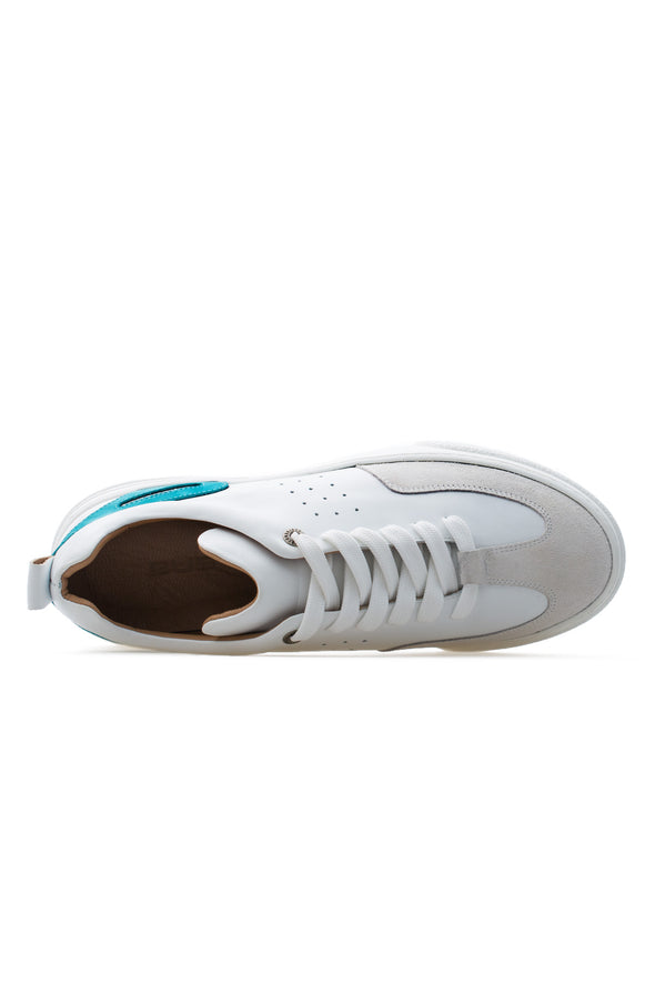 BUB Woke - Turquoise & White & Light Cream - Calf Leather & Suede - Women's Sneakers