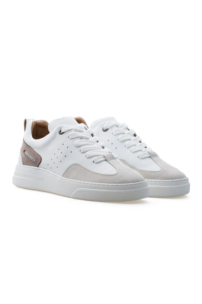 BUB Woke - Mink & White & Light Cream - Calf Leather & Suede - Men's Sneakers - BUB Leather Shoes